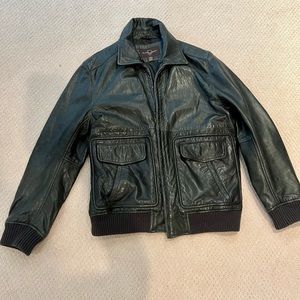 NWOT, medium Black Brown 1826 100% leather jacket